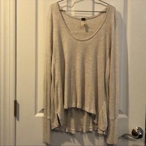 Free People Oatmeal Malibu Thermal Swing Top
